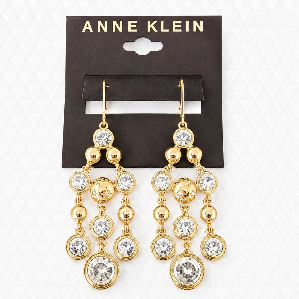 Anne Klein Gold-Tone Crystal Statement Drop Earrings
